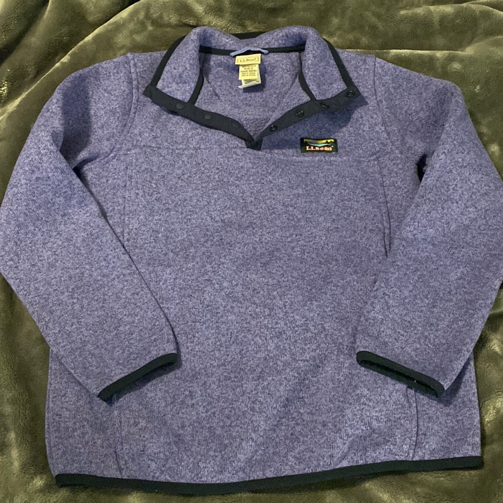 Host Pick 🎉 LL Bean Kids Purple Sweater Fleece Quarter Snap Pullover sz 10/12